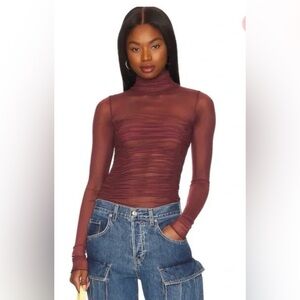 Free people mesh turtleneck bodysuit